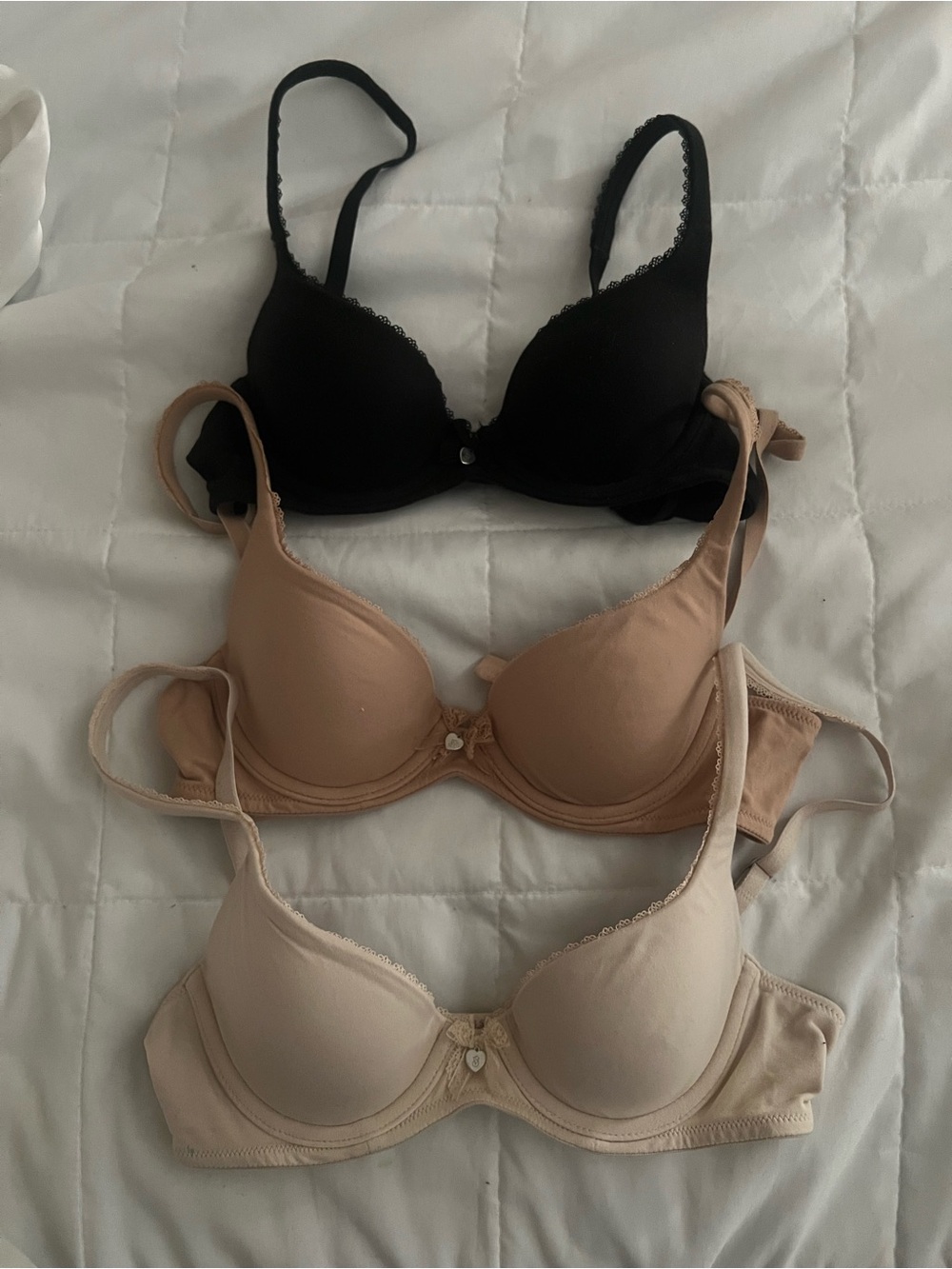 Victoria's Secret 3-Pack T-Shirt Bras — Black, Nude, Light Beige